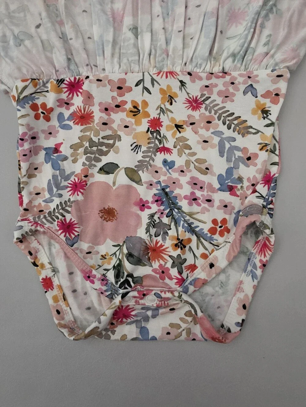 (EUC) Little Sleepies Mauve Meadow Stripes LS Skater Dress with Bodysuit 6-12M